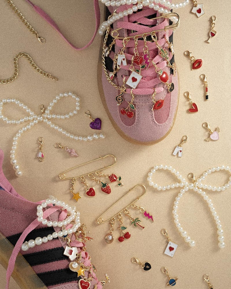 Deinduser 36 Pcs Shoe Charms Kit, Gold Flower Shoe Charms for Sneakers, Gold and Pearl Shoelace Charm for Sneakers, Bow Charm for Shoes, Cute Shoelace Decorations for Personalized Style - Image 2